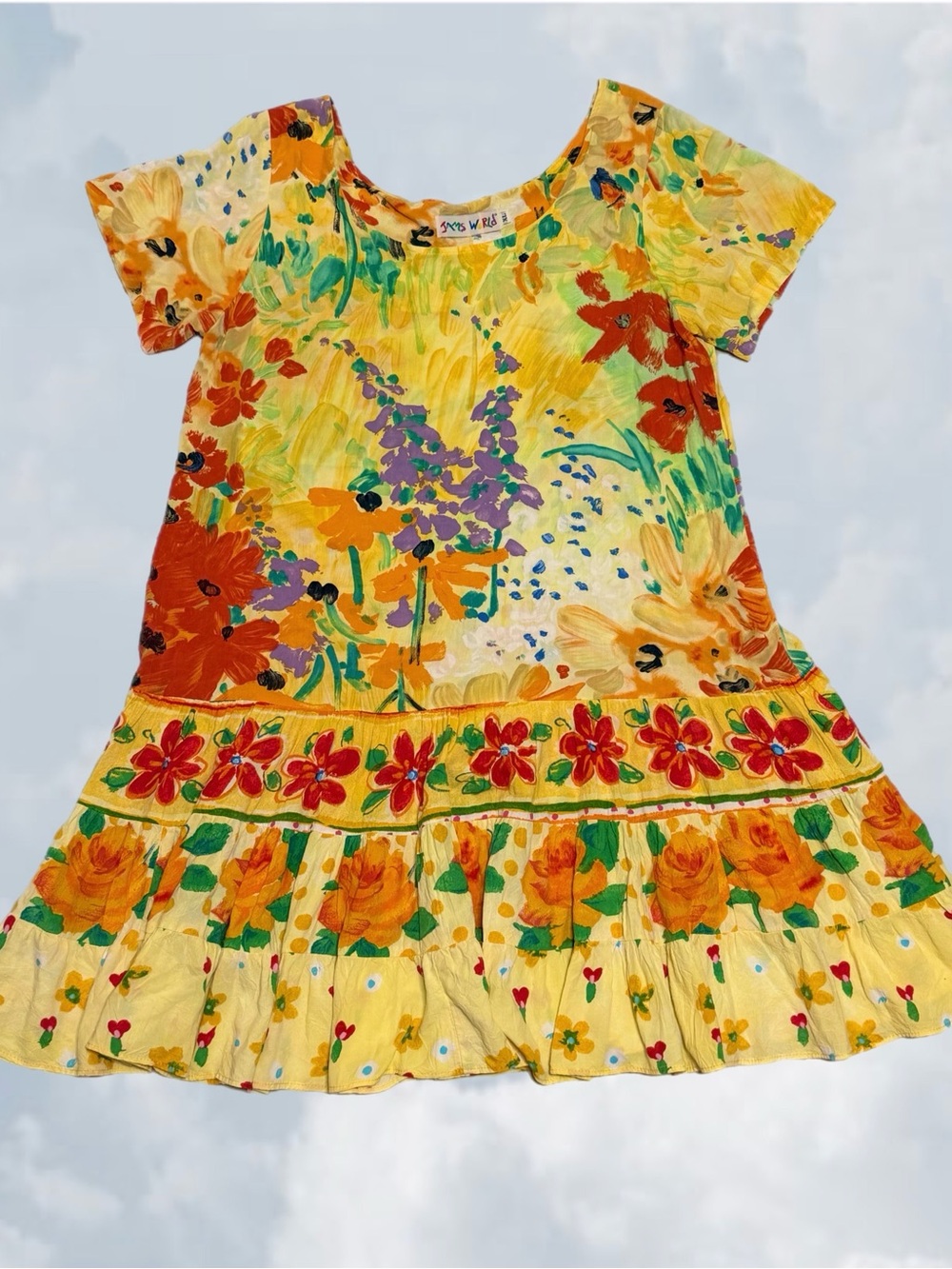 Vintage 1990s Jams World Floral Rayon Dress XL